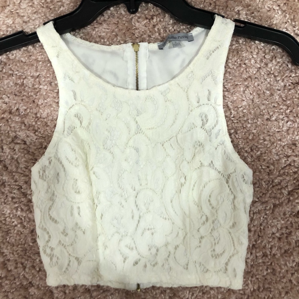 Ivory lace crop top